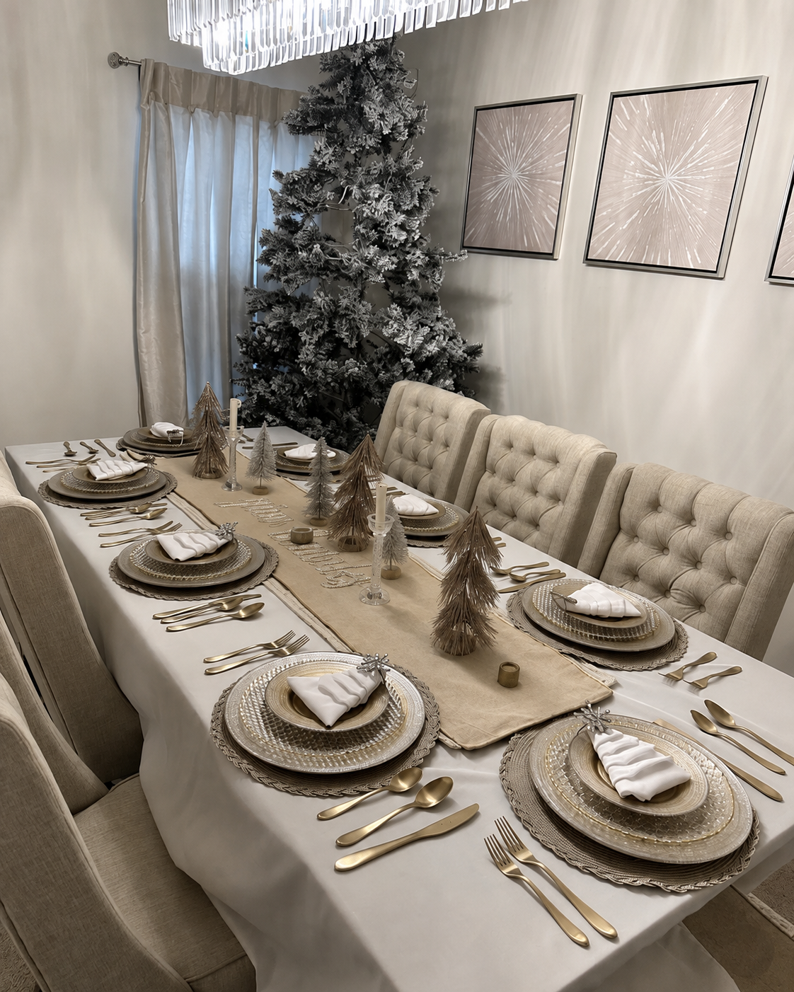 Elegant Christmas dining table styled by Adriana's Cleaning Services